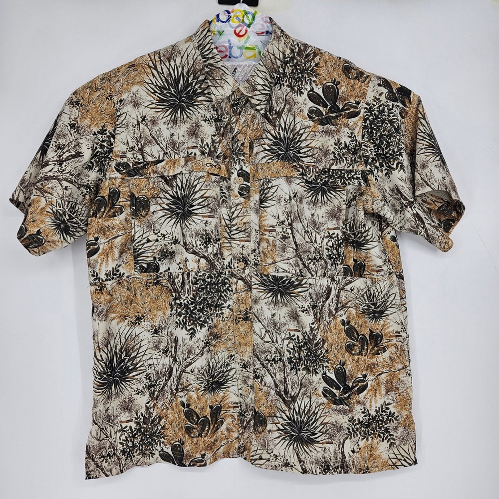 GameGuard Shirt Mens 2XL Cactus Camouflage Fishing Short Sleeve Outdoor